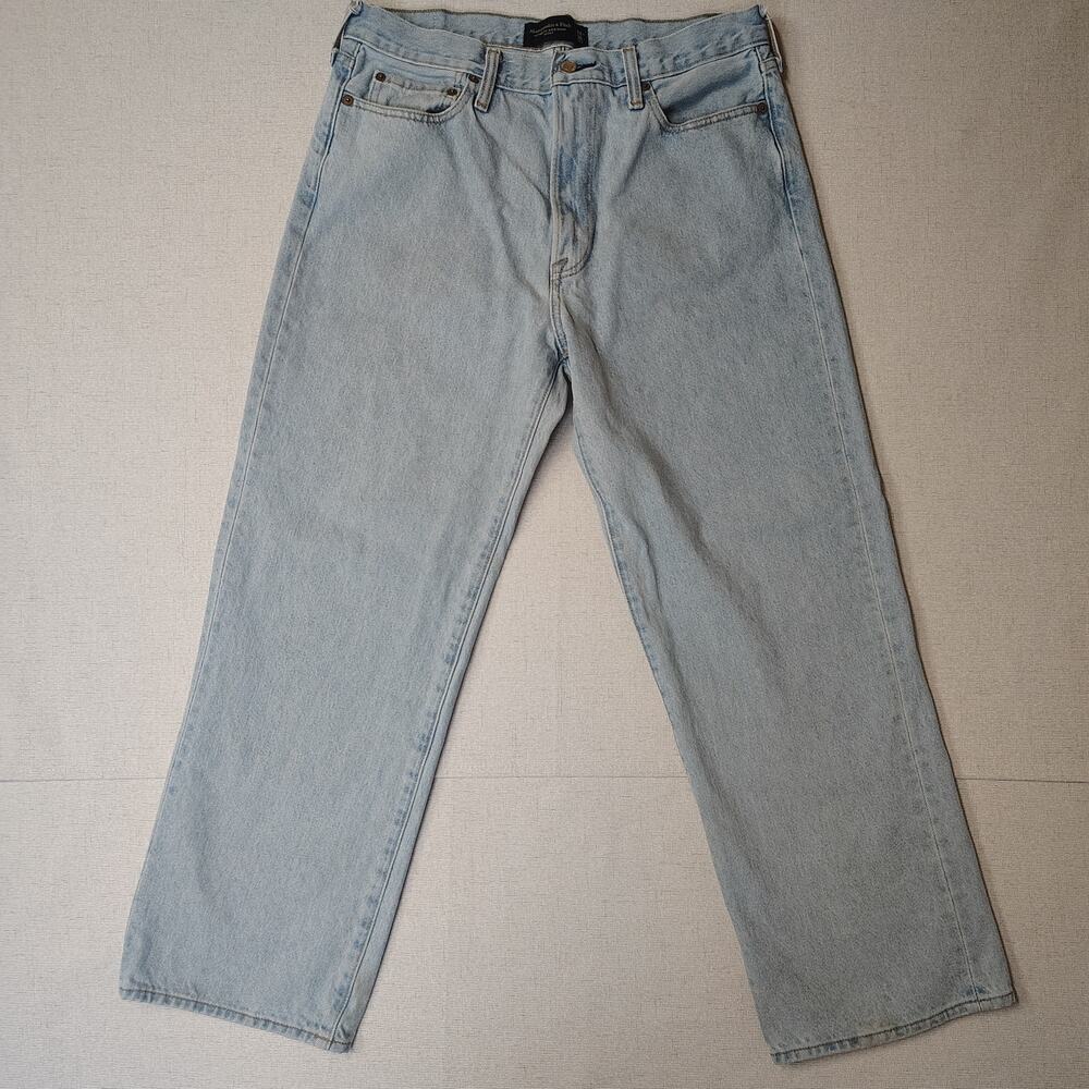 Abercrombie Fitch Mens Jeans 32x30 Baggy Rigid Denim Light Wash Y2K Skater